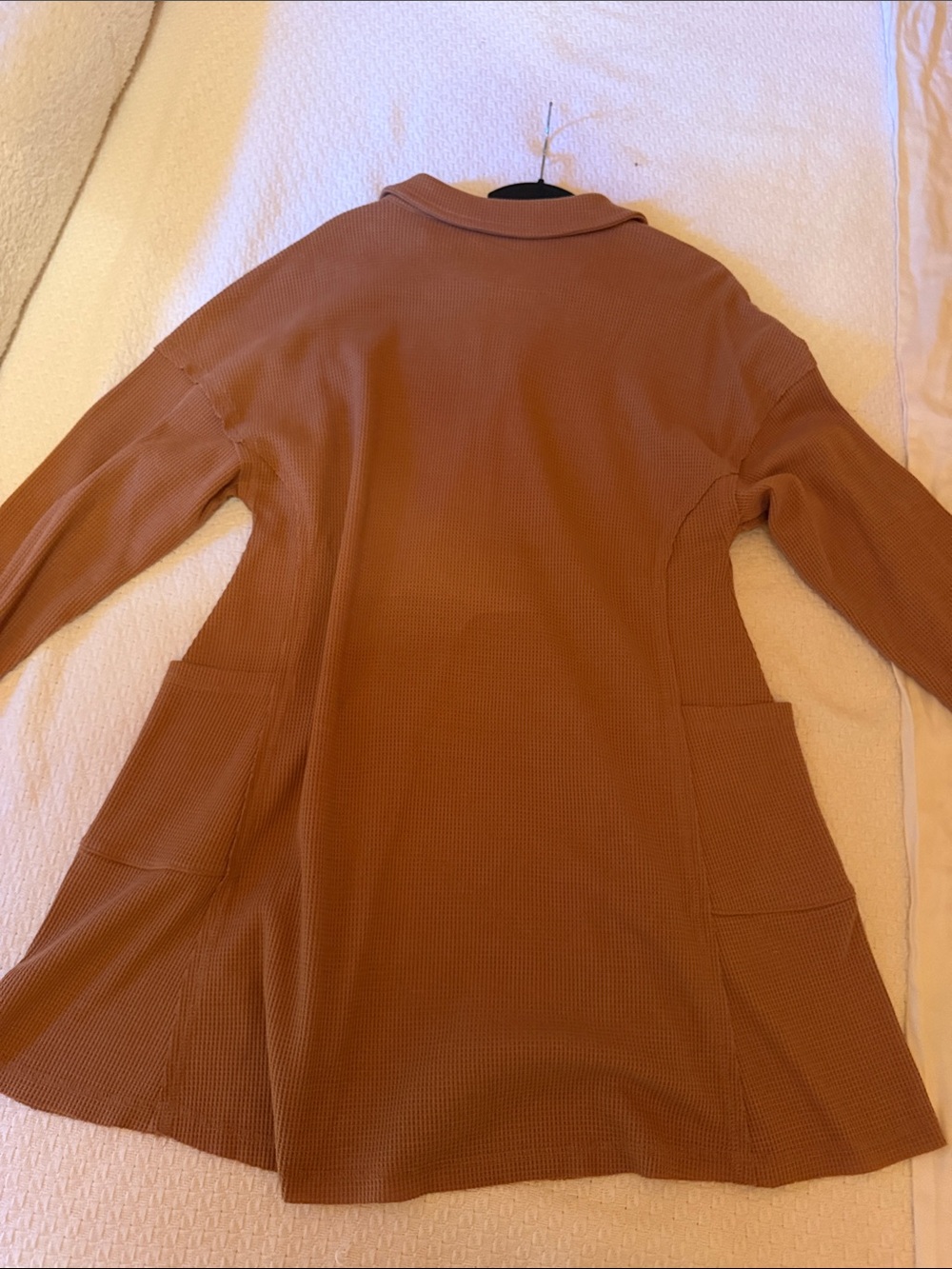 Relaxed Waffle-Knit V-Neck Sweater Tunic or short dress - rust color - Picture 3 of 4
